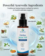 KRIDHVIKA ORTHO JOINT OIL Ayurvedic Pain Relief Massage Oil for Joint, Knee & Muscle Comfort | Fast Absorption Herbal Formula | Apply Gently on Affected Area | 100 ml