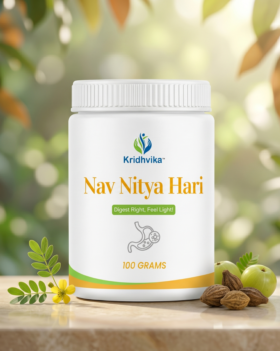 KRIDHVIKA NAV NITYA HARI Ayurvedic Digestive & Kabja Care Powder for Stomach Wellness and Gut Support | Helps Maintain Easy Bowel Movement | Use 2–3 gm with Warm Water | 100 gm