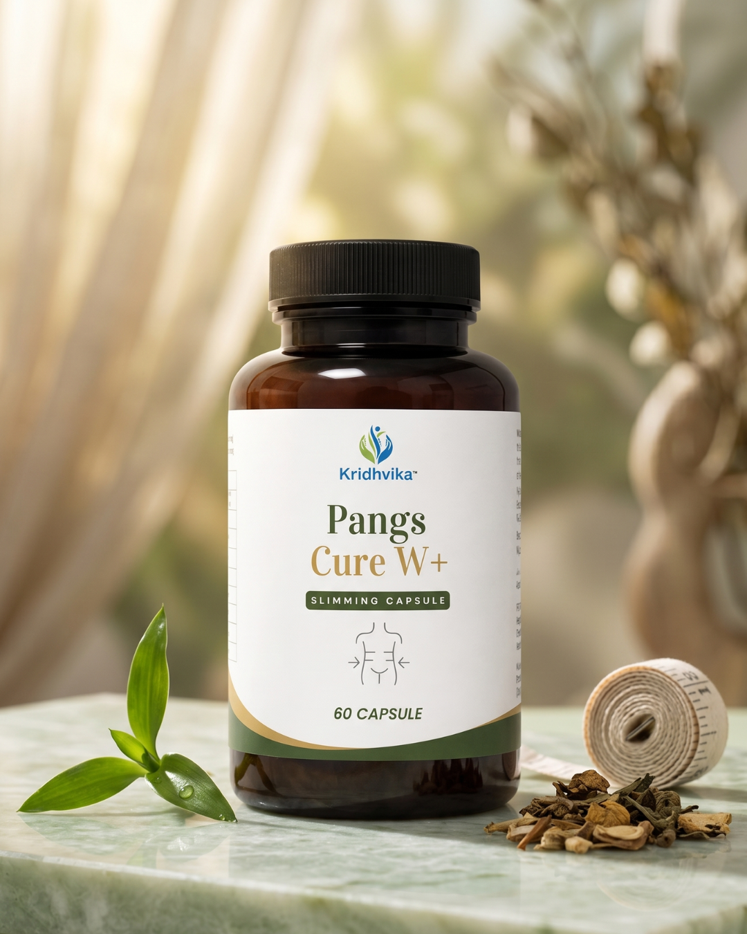 KRIDHVIKA PANGWS CURE W+ Ayurvedic Slimming Support Capsules for Daily Fitness & Wellness | Herbal Weight Management Formula | Use for 3 Months for Better Results | 60 Capsules