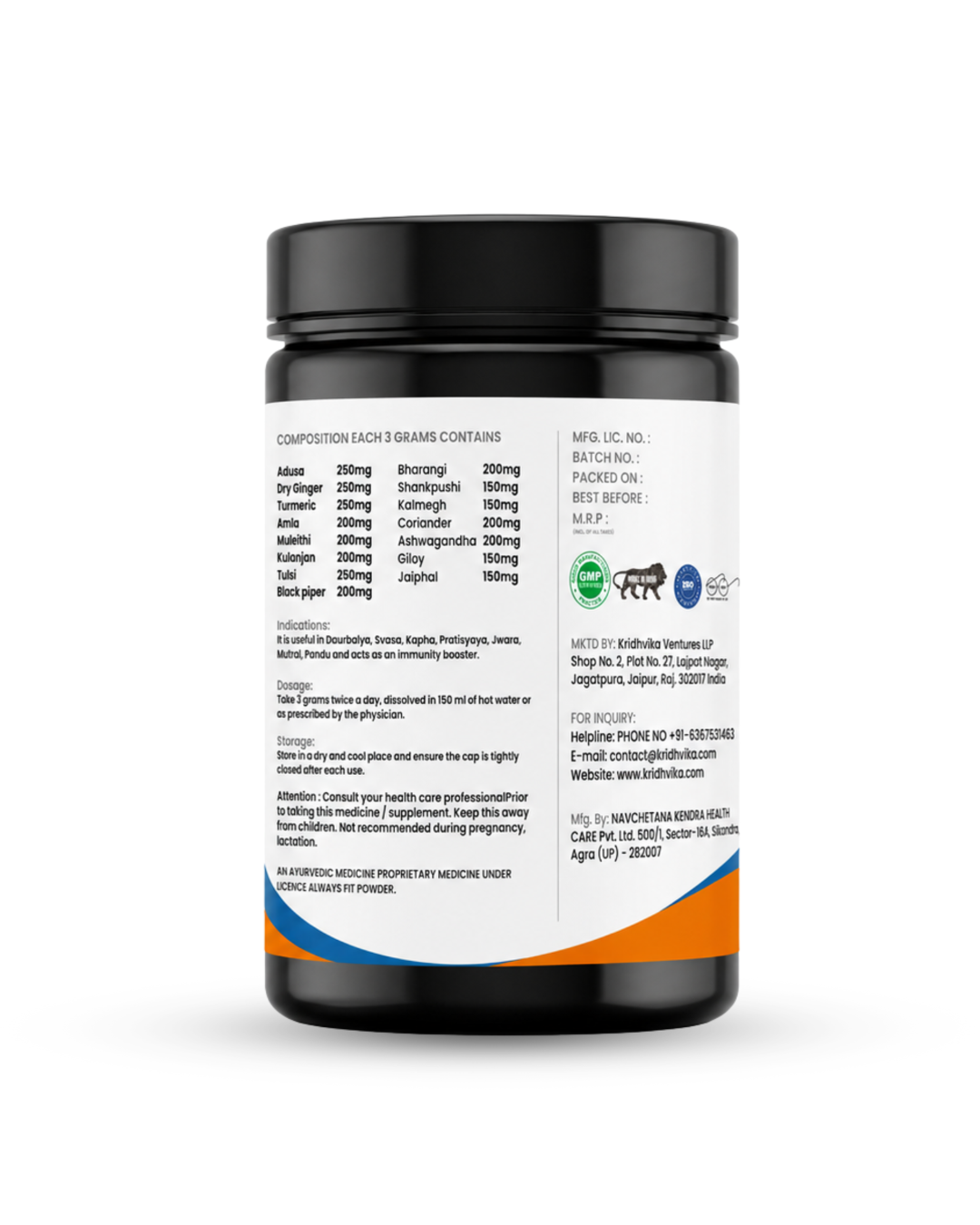 KRIDHVIKA ALWAYS FIT Men’s Health Ayurvedic Powder for Energy, Stamina & Physical Performance Support | Herbal Daily Wellness Formula | Take 3 gm Twice Daily with Water | 100 gm