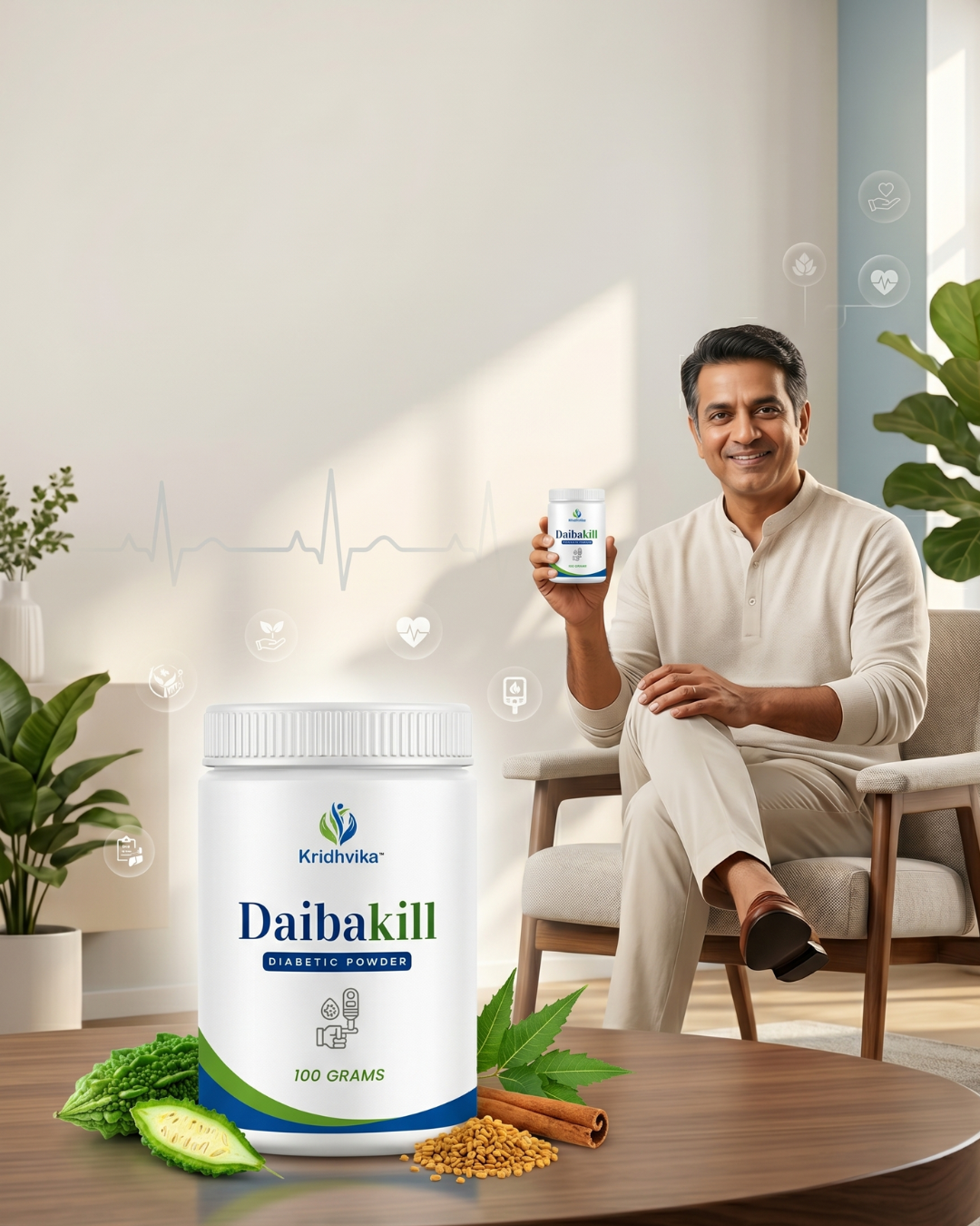 KRIDHVIKA DAIBAKILL Ayurvedic Herbal Powder for Blood Sugar Wellness & Daily Health Support | Take 5 gm in Morning and Evening | 100 gm