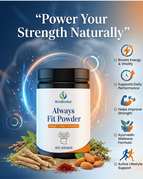 KRIDHVIKA ALWAYS FIT Men’s Health Ayurvedic Powder for Energy, Stamina & Physical Performance Support | Herbal Daily Wellness Formula | Take 3 gm Twice Daily with Water | 100 gm