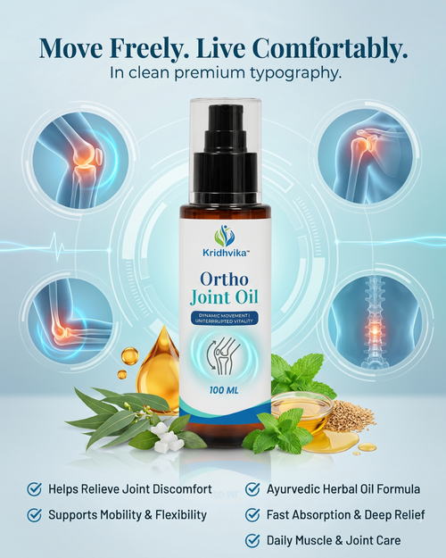 KRIDHVIKA ORTHO JOINT OIL Ayurvedic Pain Relief Massage Oil for Joint, Knee & Muscle Comfort | Fast Absorption Herbal Formula | Apply Gently on Affected Area | 100 ml